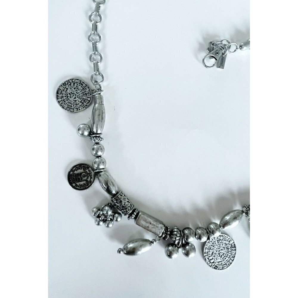 Chico's Parker Silver-Tone Coin Dangling Charms Chain Belt Size M Boho Gypsy - Picture 11 of 11